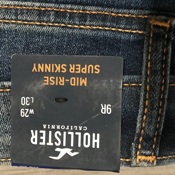 Hollister Jeans Junior Mid Rise Super Skinny Classic Stretch Destroyed 9R 29X30 - Picture 4 of 4